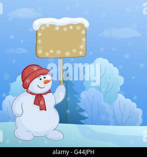 Schneemänner im Winterwald Stock Vektor