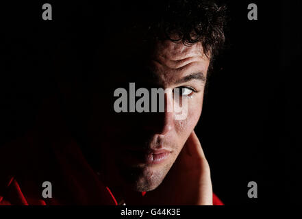 Der Radfahrer Mark Cavendish bei einer Pressekonferenz zur Vorstellung des Giro Giro d'Italia 2011 in der Bar Italia in Soho, London. Stockfoto