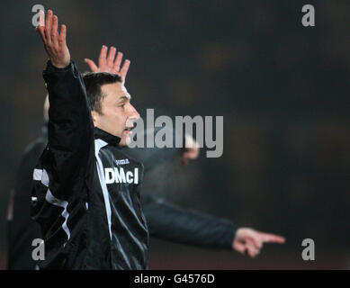 Soccer - Clydesdale Bank Scottish Premier League - St Johnstone / Dundee United - McDiarmid Park. Derek McInnes, der Manager von St. Johnstone, während des Spiels der Clydesdale Bank Scotish Premier League im McDiarmid Park, St. Johnstone. Stockfoto