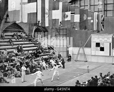 Allgemeiner Blick vom Palast der Technik auf das Halbfinale des Teams von Epee. Stockfoto