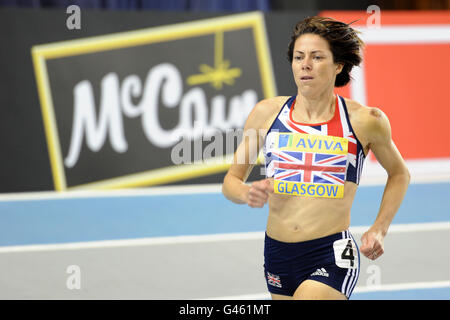 Die britische Helen Clitheroe in den 3000 Metern der Frauen während des Aviva International Match in der Kelvin Hall, Glasgow. Stockfoto