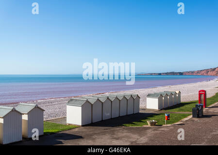 Budleigh Salterton, Strandhütten, East Devon, England, Vereinigtes Königreich Stockfoto