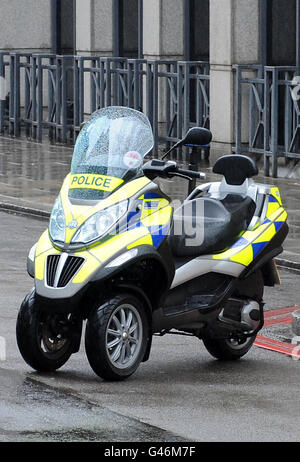 Eine allgemeine Ansicht eines dreirädrigen Motorrades der Metropolitan Police im Zentrum von London. Stockfoto