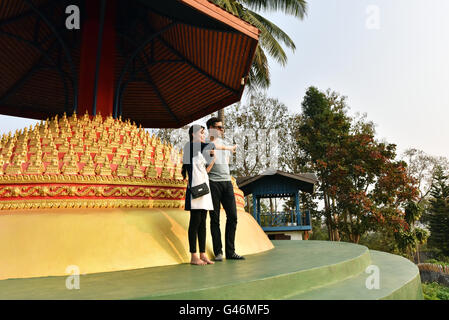 Wat Chomkao Manilat Tempel in Huay Xai, Hauptstadt der Provinz Bokeo Laos Stockfoto