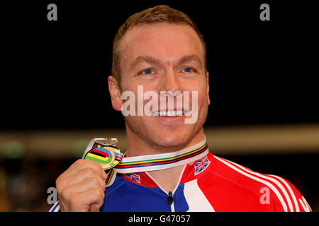 Der britische Sir Chris Hoy gewann mit seiner Silbermedaille Im Men's Keirin am vierten Tag der UCI Leichtathletik-Weltmeisterschaften Stockfoto