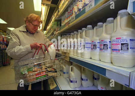 Milch/fehlende Kinder 1 Stockfoto