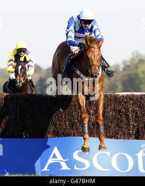 Bedarra Boy, geritten von Aidan Coleman geht auf den Reading Post Handicap Steeplechase während Countryside Alliance Raceday auf Ascot Racecourse, Berkshire zu gewinnen. Stockfoto