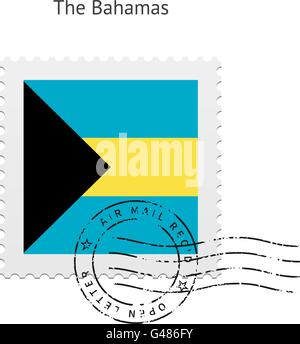 Bahamas Flagge Briefmarke. Stock Vektor