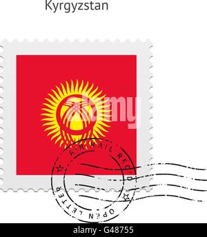 Kirgisistan-Flagge-Briefmarke. Stock Vektor