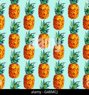 Moderne Sommer Musterdesign; bunte Ananas Frucht in flache Farbe Kunst Syle Hintergrund. EPS10 Vektor. Stock Vektor