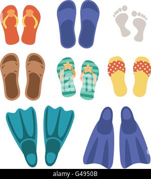 Strand Schuhe set isolierten auf weißen Hintergrund. Stock Vektor