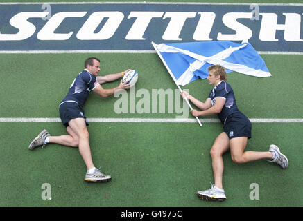 Rugby-Union - Schottland 7 Kader Ankündigung und Trainingseinheit - Murrayfield Stadion Stockfoto