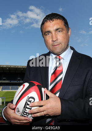 Der neue Cheftrainer von Edinburgh Rugby, Michael Bradley, in Murrayfield, Edinburgh. Stockfoto