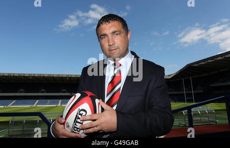 Der neue Cheftrainer von Edinburgh Rugby, Michael Bradley, in Murrayfield, Edinburgh. Stockfoto