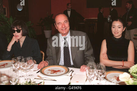 CANNES-CHIRAC-ADJANI-GONG LI Stockfoto