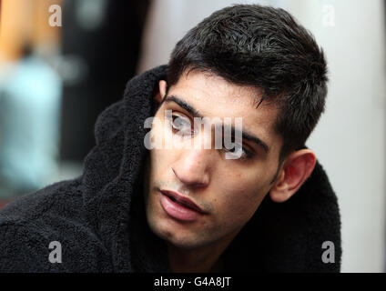 Boxen - Amir Khan Media Work Out - Bolton. Amir Khan während einer Medienarbeit im Gloves Community Center, Bolton. Stockfoto