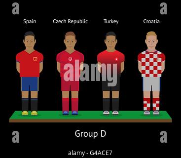 Fußball-Spieler. Fußball-Teams. Spanien, Tschechische Republik, Türkei, Kroatien Stock Vektor
