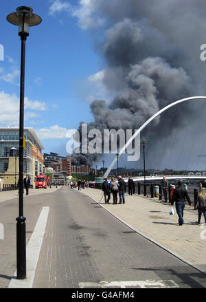 Feuer in Newcastle Stockfoto