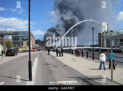 Feuer in Newcastle Stockfoto