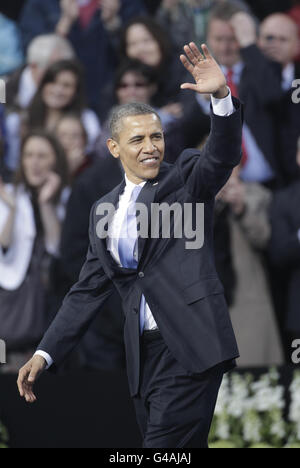 US-Präsident Barack Obama hält seine Key Notes-Rede im College Green in Dublin während seines Besuchs in Irland zu Beginn einer einwöchigen Europatour. Stockfoto