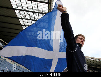 Stuart Hogg, u20-Spieler aus Schottland, bevor er zur U20 IRB Junior World Championship auftrat, die in Italien im Murrayfield Stadium, Edinburgh, stattfindet. Stockfoto