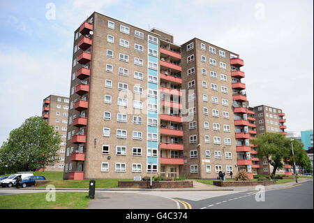 Junge fällt bis zu seinem Tod in Leeds Stockfoto