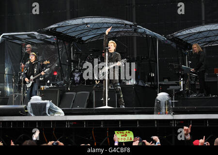 Bon Jovi Gig - Murrayfield. Jon Bon Jovi im Konzert in Murrayfield. Stockfoto