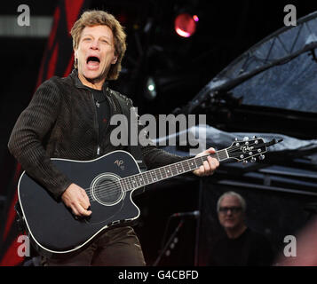 Bon Jovi Gig, Murrayfield. Jon Bon Jovi im Konzert in Murrayfield. Stockfoto