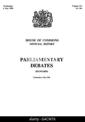ULSTER Hansard Report Stockfoto