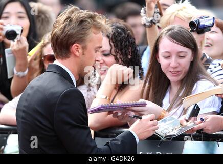 Harry Potter und die Heiligtümer des Todes: Teil 2 UK Film Premiere - London. Tom Felton kommt zur Weltpremiere von Harry Potter und die Heiligtümer des Todes: Teil 2. Stockfoto