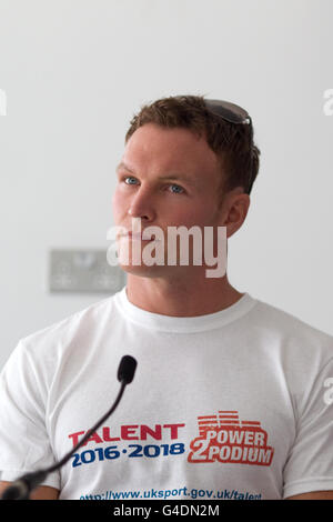 England Rugby der siebente Spieler Tom Powell während der Pressekonferenz im Lee Valley Athletics Center in London, um Power2Podium, das neueste Talent ID-Programm von UK Sports, zu fördern Stockfoto