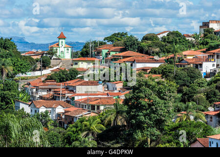 Blick über Diamantina und der Nossa Senhora da Consolaçao Kirche, Minas Gerais, Brasilien Stockfoto