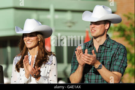 Der Herzog und die Herzogin von Cambridge kommen im BMO Centre an, um die Calgary Stampede in Calgary, Alberta, Kanada, zu beobachten. Stockfoto