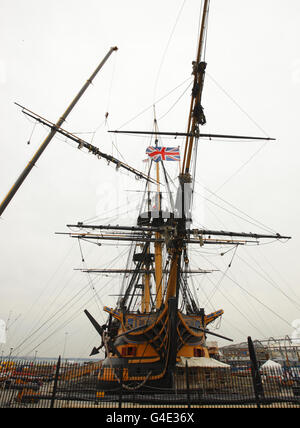 HMS Victory Restaurierung Stockfoto