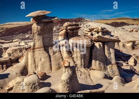 Braun Hoodoos Bereich Formationen, Bisti De-Na-Zin Wilderness, New Mexico, USA Stockfoto