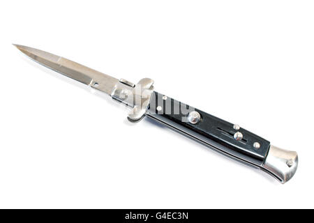 Switchblade Messer isoliert auf weiss Stockfoto