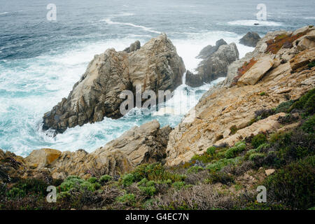 Blick auf die Felsenküste am Point Lobos State Natural Reserve, in Carmel, Kalifornien. Stockfoto