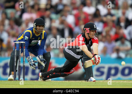 Cricket - 2011 NatWest Series - First One Day International - England / Sri Lanka - The Kia Oval. Englands Eoin Morgan (rechts) in Aktion während der ersten NatWest One Day International im Kia Oval, London. Stockfoto