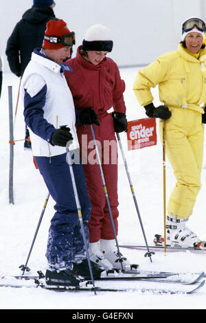 Der Prinz und die Prinzessin von Wales auf einem Skiurlaub in Liechtenstein Stockfoto