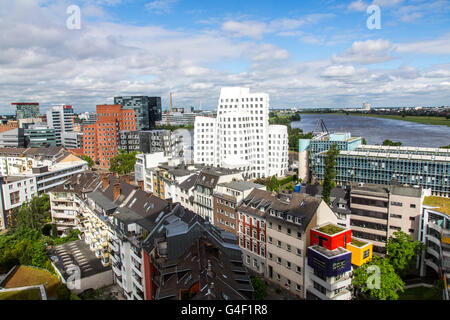 Medien Hafen in Düsseldorf, Deutschland, Neuer Zollhof Gebäude vom Architekten Gehry, Stockfoto