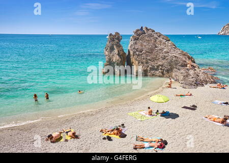 Strand von Monterosso al Mare, Cinque Terre, Ligurien, Italien Stockfoto