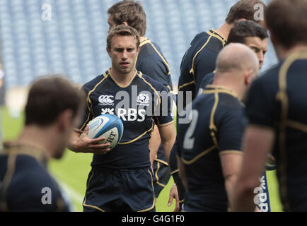 Murrayfield Rugby-Union - Schottland Kapitän laufen- Stockfoto