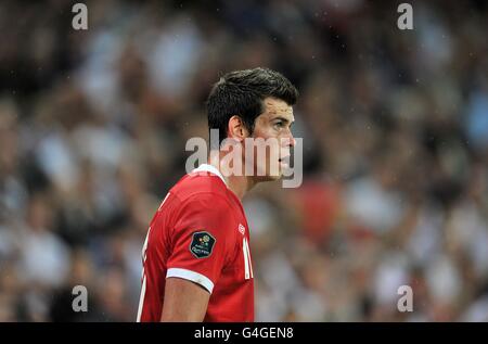 Fußball - UEFA Euro 2012 - Qualifikation - Gruppe G - England gegen Wales - Wembley Stadium. Gareth Bale von Wales während des UEFA Euro 2012-Qualifikationsspiel im Wembley Stadium, London. Stockfoto