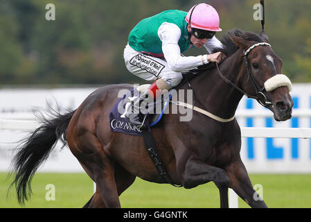 Pferderennen - Red Mills Irish Champions Stakes Day - Leopardstown Racecourse. Emulous von Pat Smullen gewinnt den Coolmore Fusaichi Pegasus Matron Stakes auf der Leopardstown Racecourse, Dublin, Irland. Stockfoto