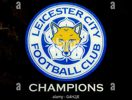 Logo von Leicester City Football Club, Premiership Champions 2015-2016, Leicester, England Stockfoto