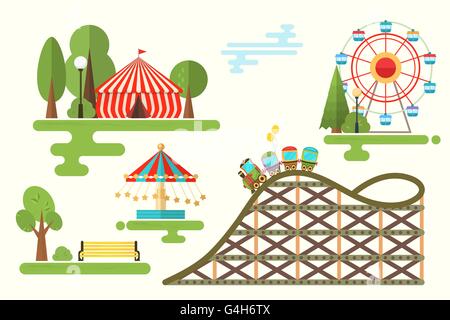 Satz von Vector Cartoon flaches Design Zusammensetzung mit Unterhaltung par Stock Vektor