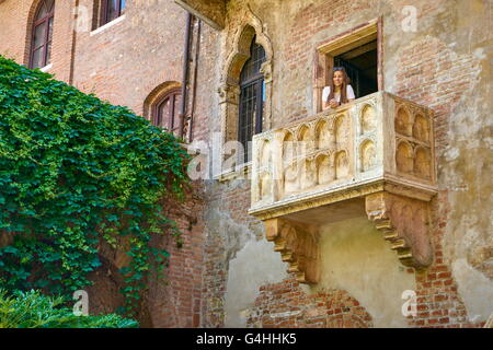 Romeo und Julia Balkon, Altstadt von Verona, Venetien, Italien Stockfoto