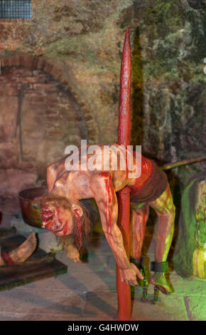 Inquisition-Ecke im Wax Museum in Madrid Stockfoto