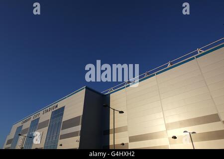 Ein allgemeiner Blick auf das Äußere des Cardiff City Stadium, Heimat von Cardiff City Stockfoto