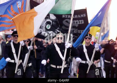 Republikanische Demonstranten/Belfast Rallye Stockfoto